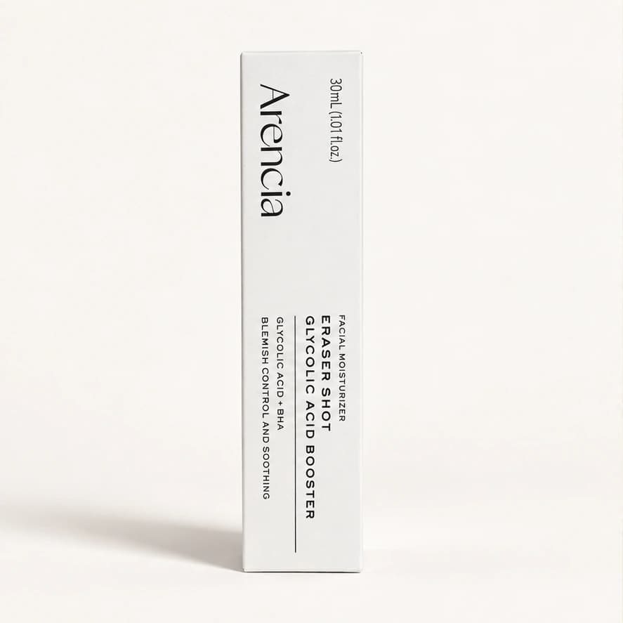 Arencia Eraser Shot Booster Glycolic Acid — 30 ml — imagem ilustrativa do produto gerada a partir da embalagem real.