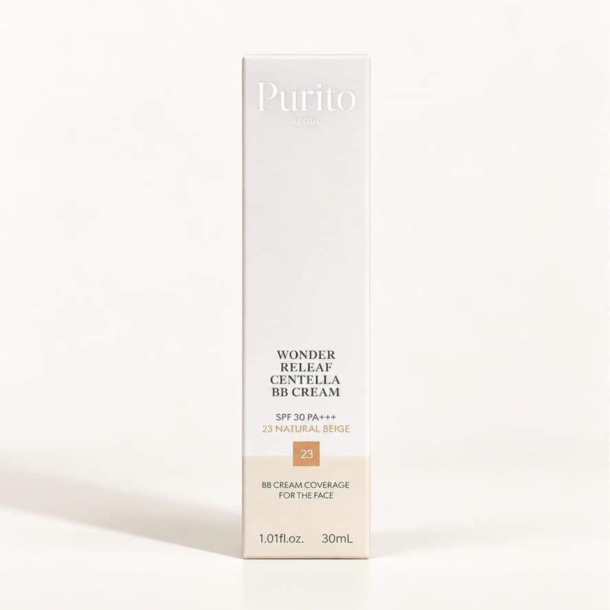 Purito Seoul Wonder Releaf Centella BB Cream — 23 Natural Beige — 30 ml — imagem ilustrativa do produto gerada a partir da embalagem real.