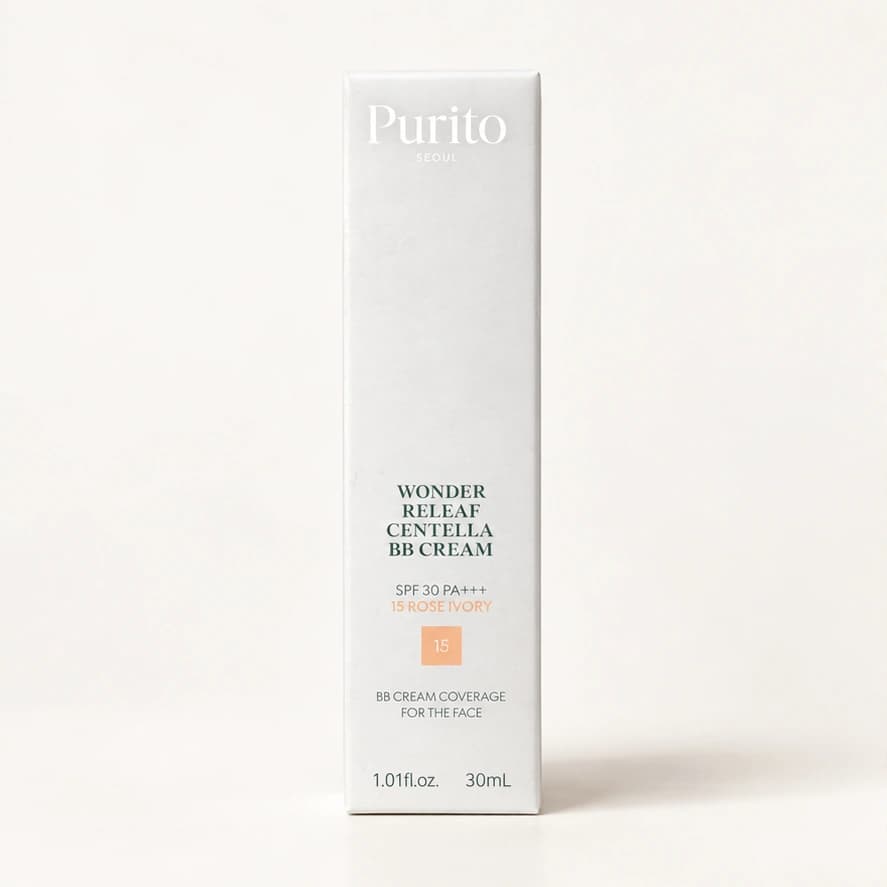 Purito Seoul Wonder Releaf Centella BB Cream — 15 Rose Ivory — 30 ml — imagem ilustrativa do produto gerada a partir da embalagem real.
