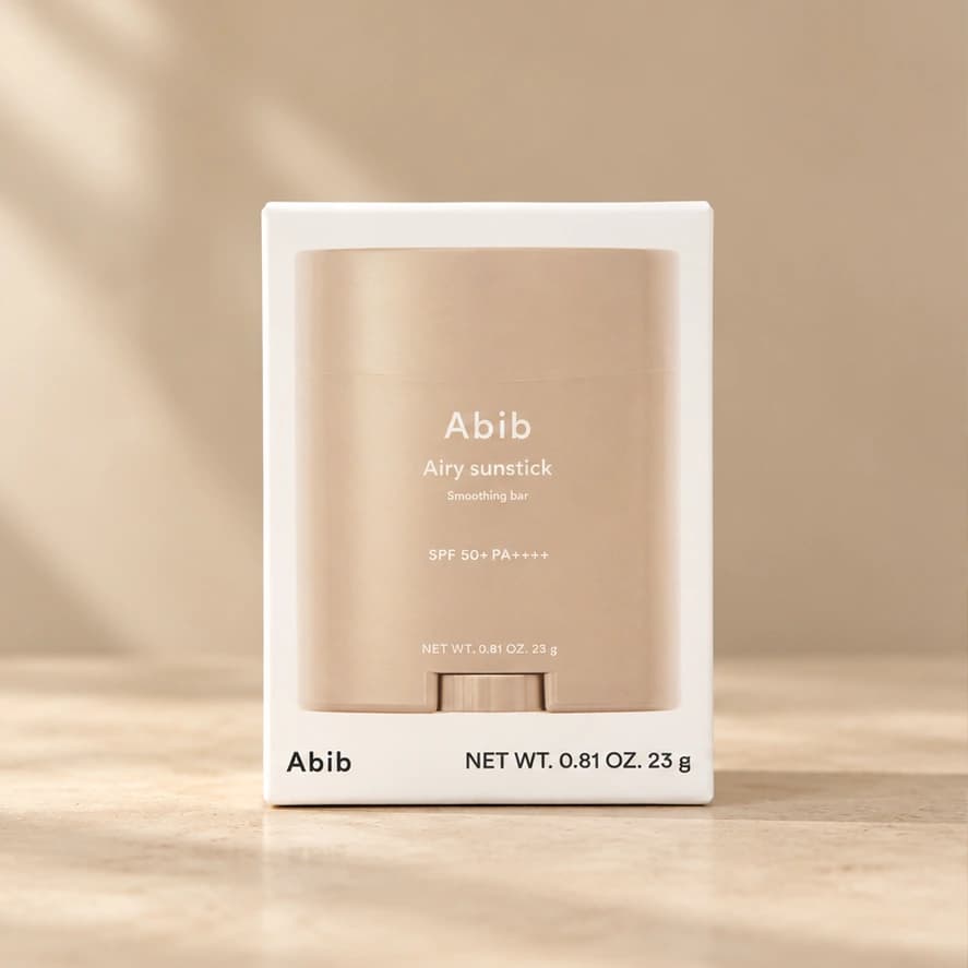 Abib Airy Sunstick Smoothing Bar SPF50+ PA++++ — 23 g — imagem ilustrativa do produto gerada a partir da embalagem real.