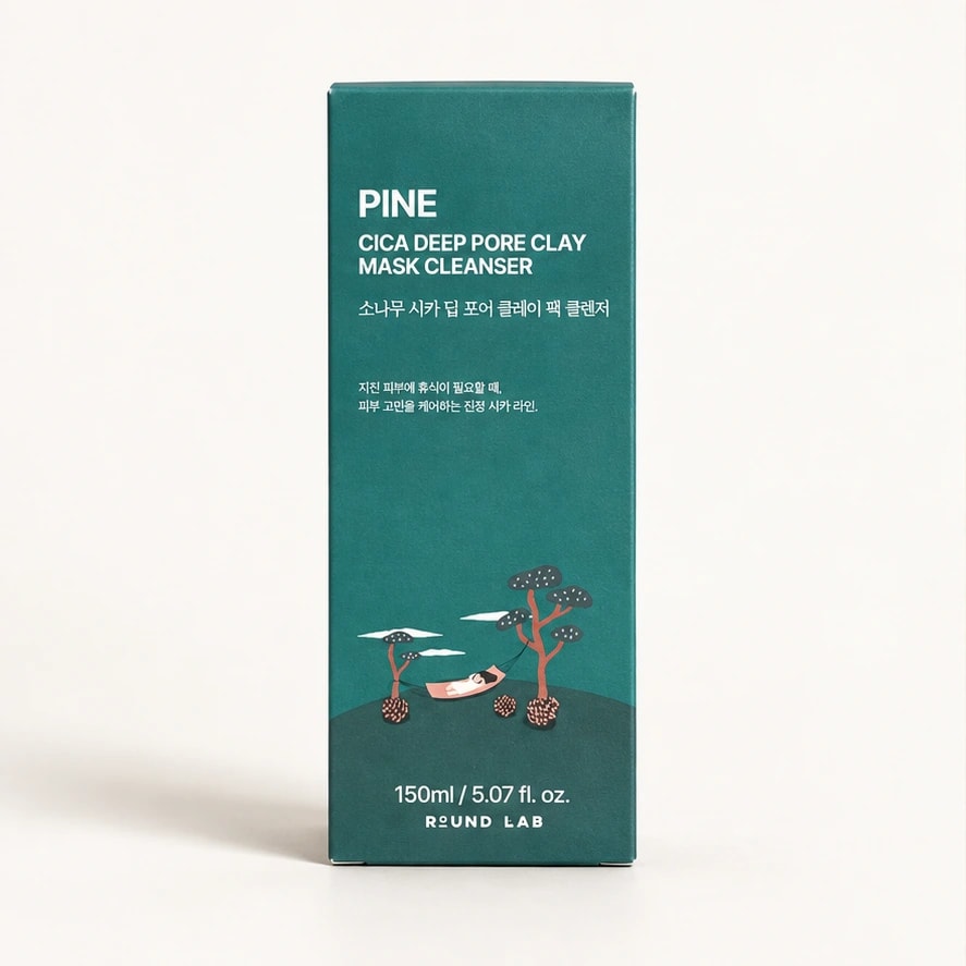 Round Lab Pine Cica Deep Pore Clay Mask Cleanser — 150 ml — imagem ilustrativa do produto gerada a partir da embalagem real.