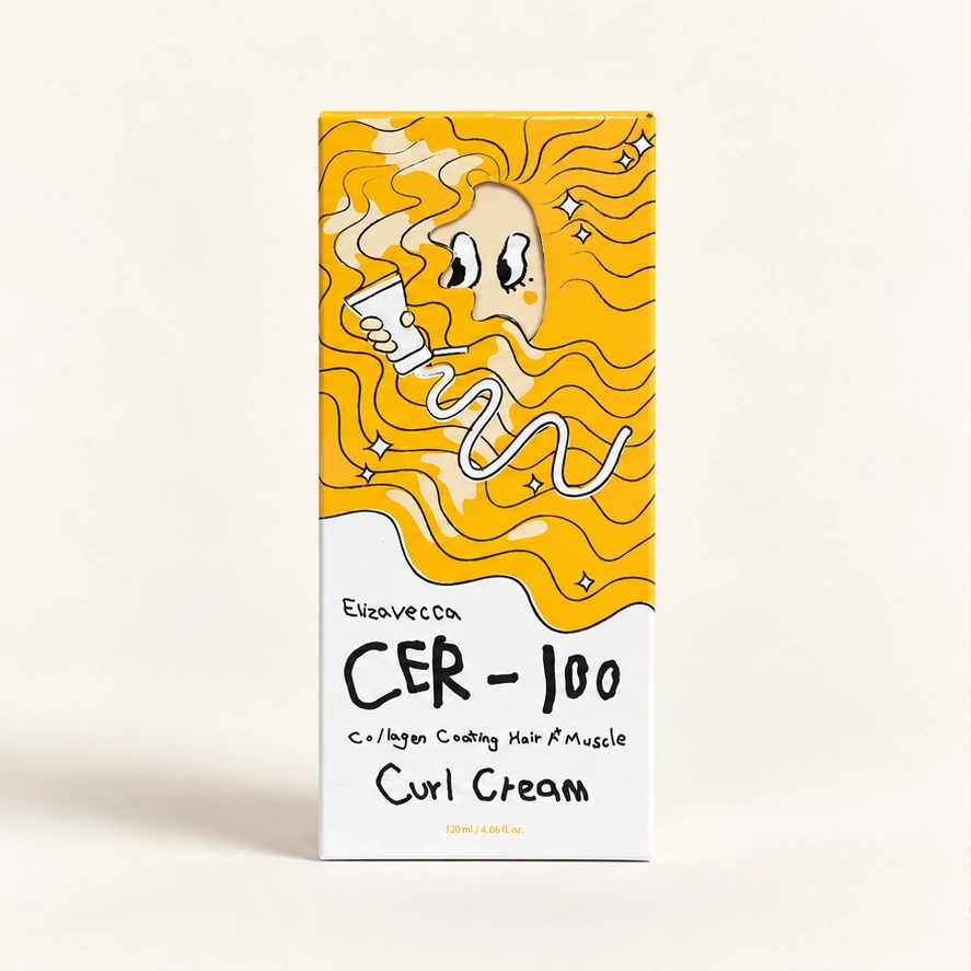 Elizavecca CER-100 Collagen Coating Hair A+ Muscle Curl Cream — 120 ml — imagem ilustrativa do produto gerada a partir da embalagem real.