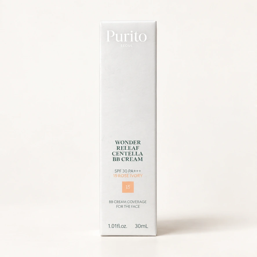 Purito Seoul Wonder Releaf Centella BB Cream — 15 Rose Ivory — 30 ml — imagem ilustrativa do produto gerada a partir da embalagem real.