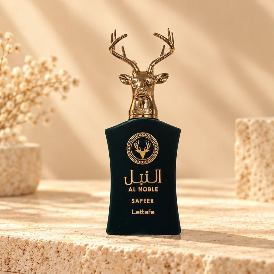 Lattafa Al Noble Safeer — imagem profissional ilustrativa do produto.