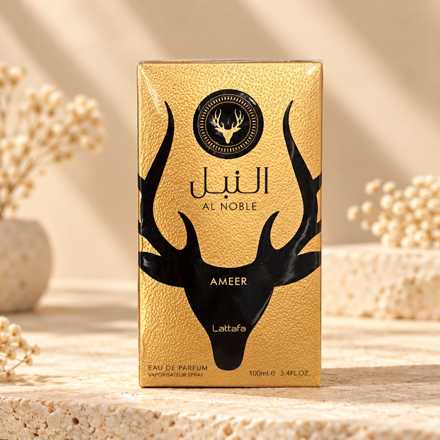 Lattafa Al Noble Ameer — 100 ml — imagem profissional ilustrativa do produto.