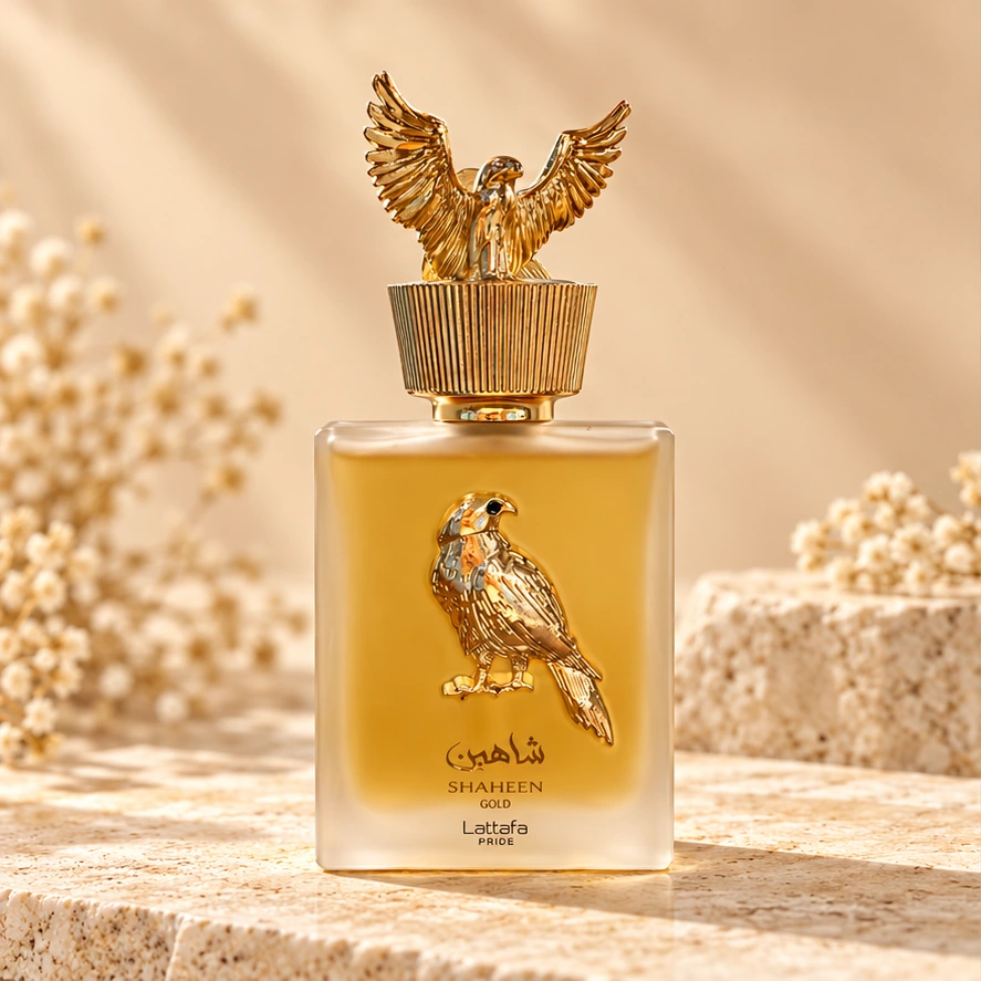 Lattafa Shaheen Gold — imagem profissional ilustrativa do produto.