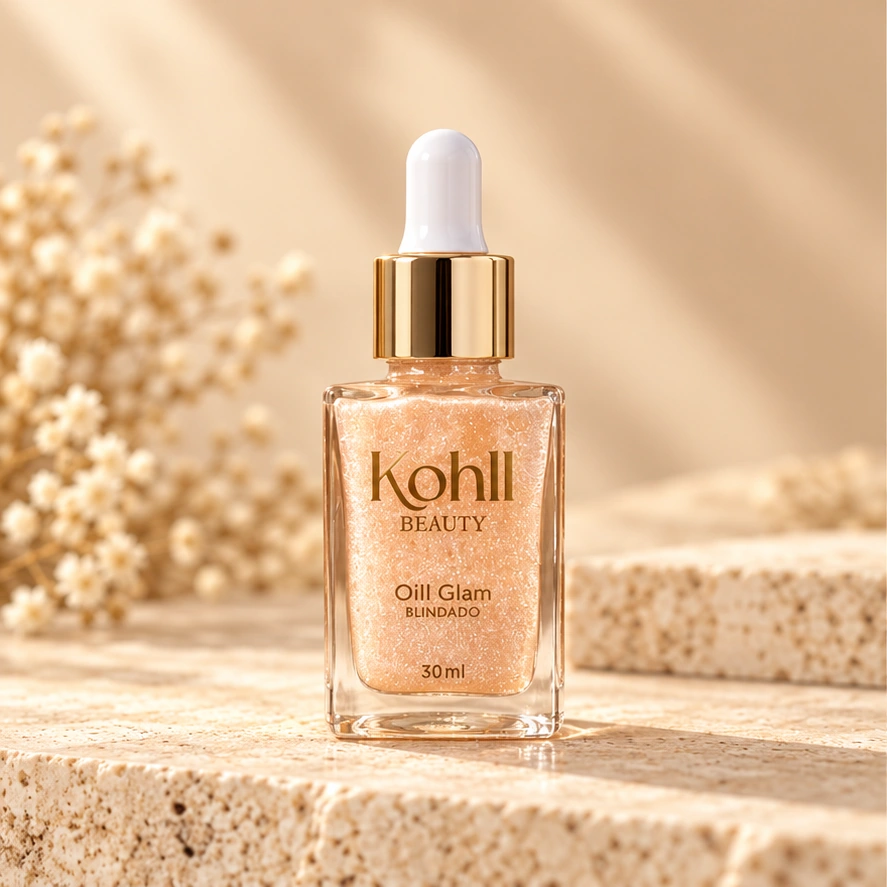 Kohll Beauty Oill Glam Blindado Champagne — 30 ml — imagem profissional ilustrativa do produto.